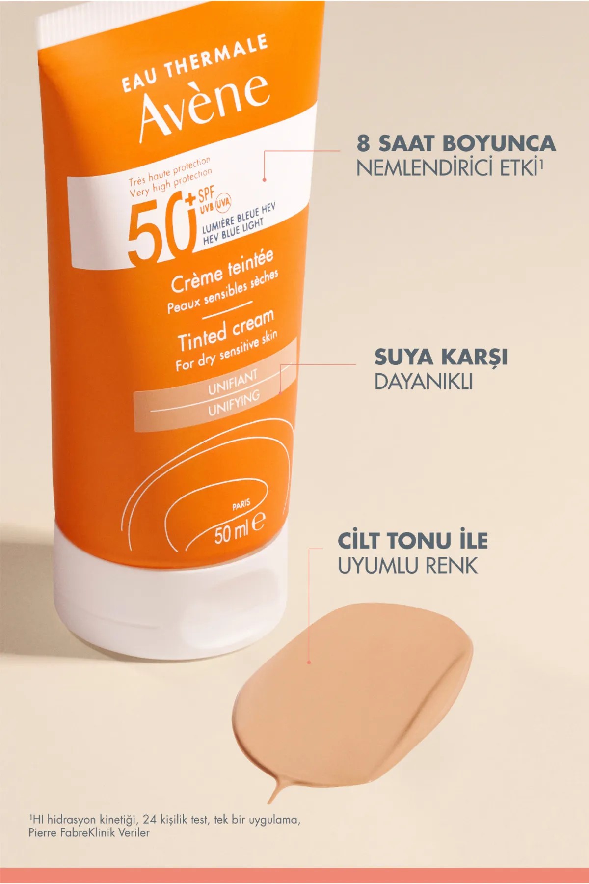 Avene Solaire SPF 50+ Renkli Güneş Kremi 50 ml