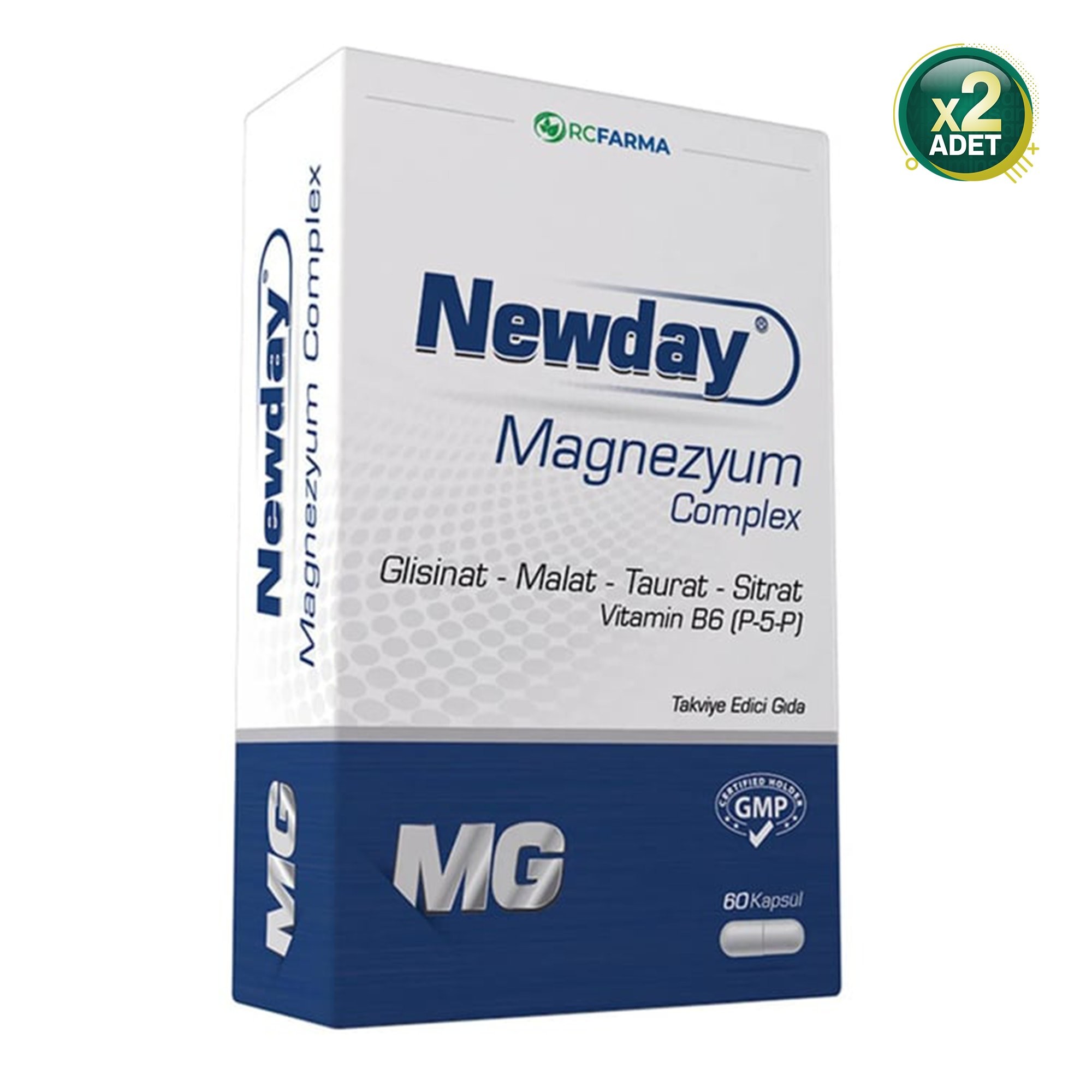 Newday Magnezyum Complex Vitamin B6, 60 Kapsül 2 Adet