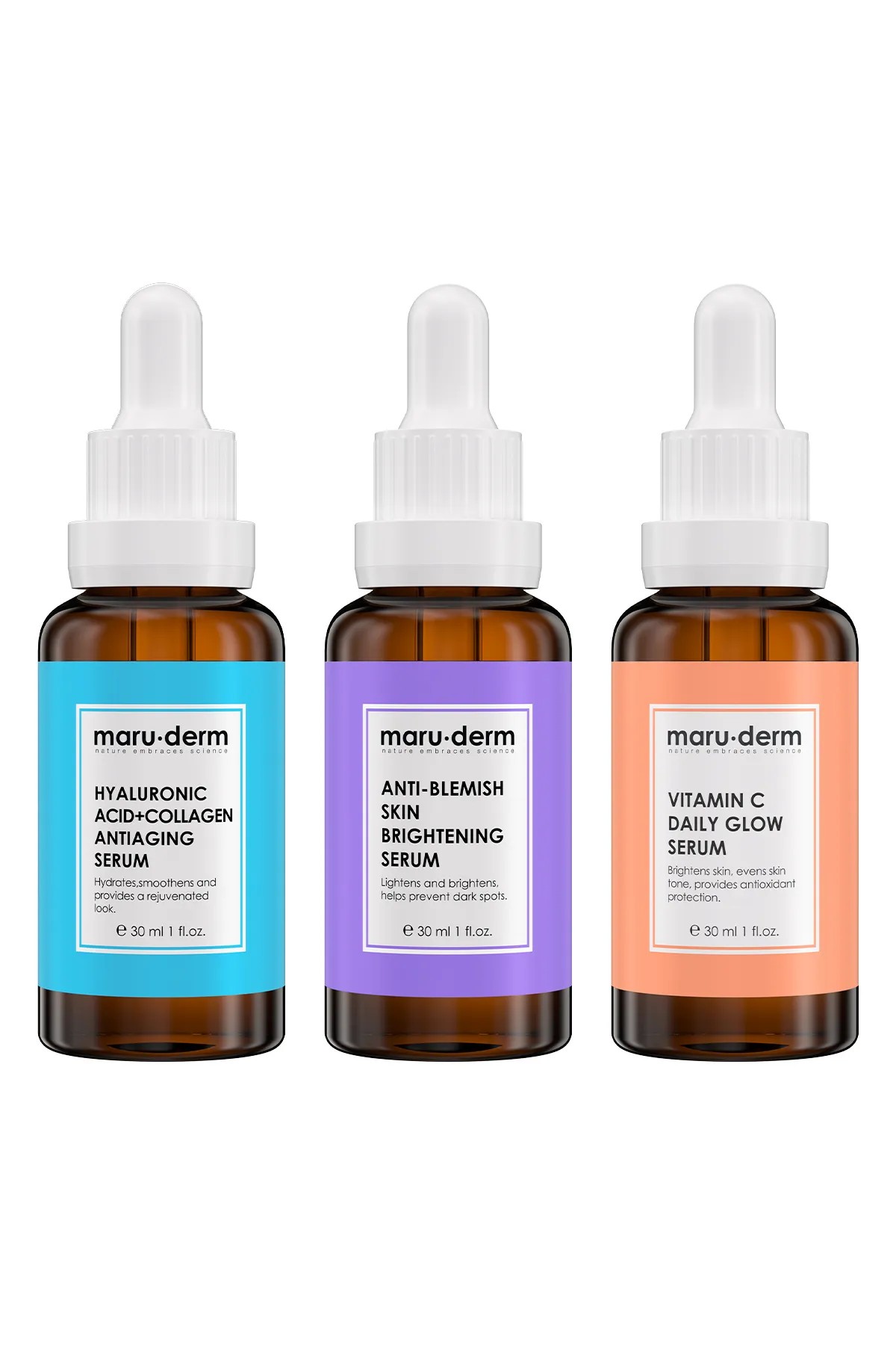 Maruderm 3'lü Fırsat Serum Seti - Leke Serumu, Hyalüronik Asit Serum, C Vitamini Serumu
