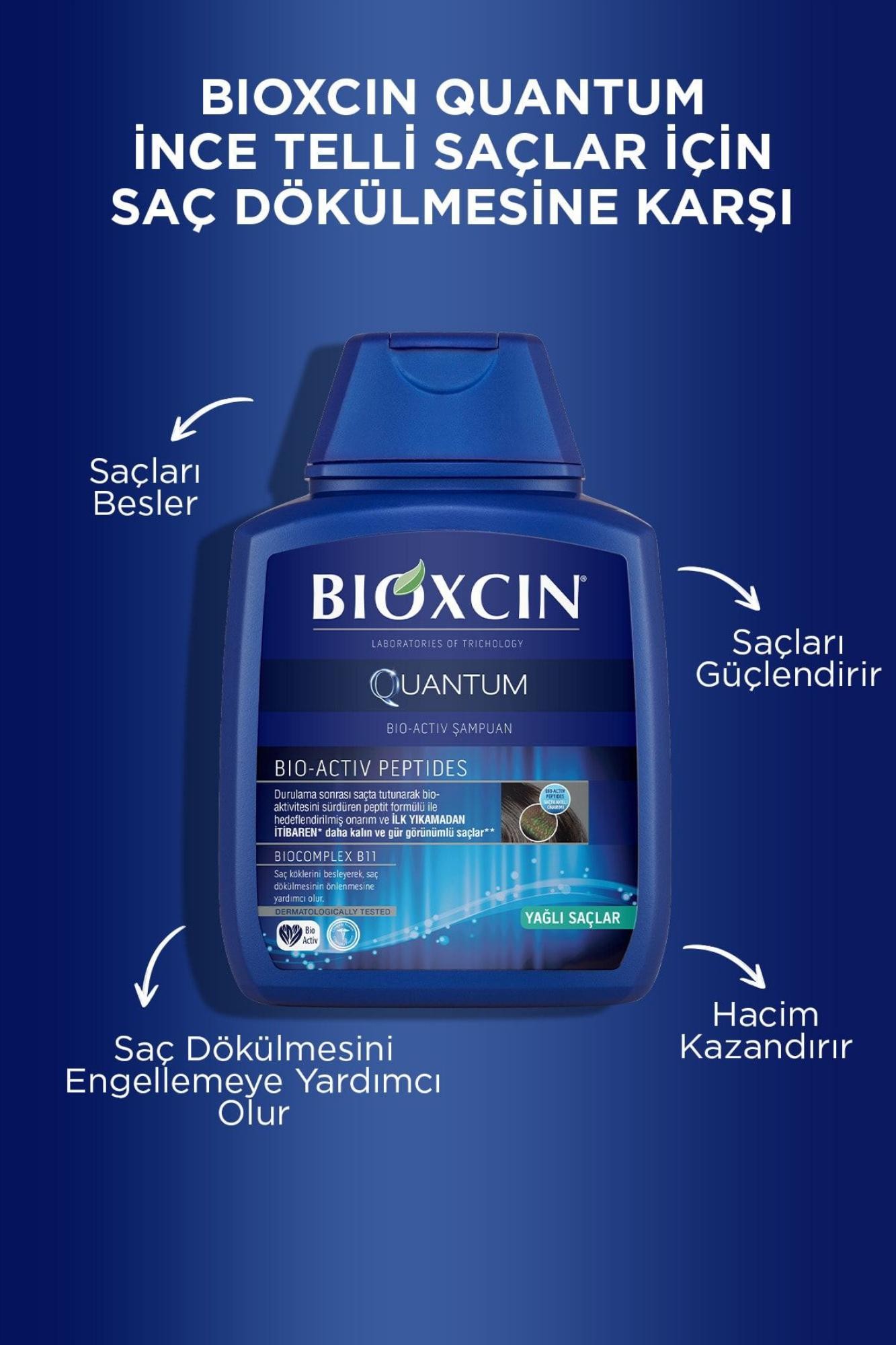 Bioxcin Quantum Şampuan 3 Al 2 Öde Yağlı Saçlar Için 3x300 Ml - Ince Telli Saçlar Için Dökülme Şampuanı