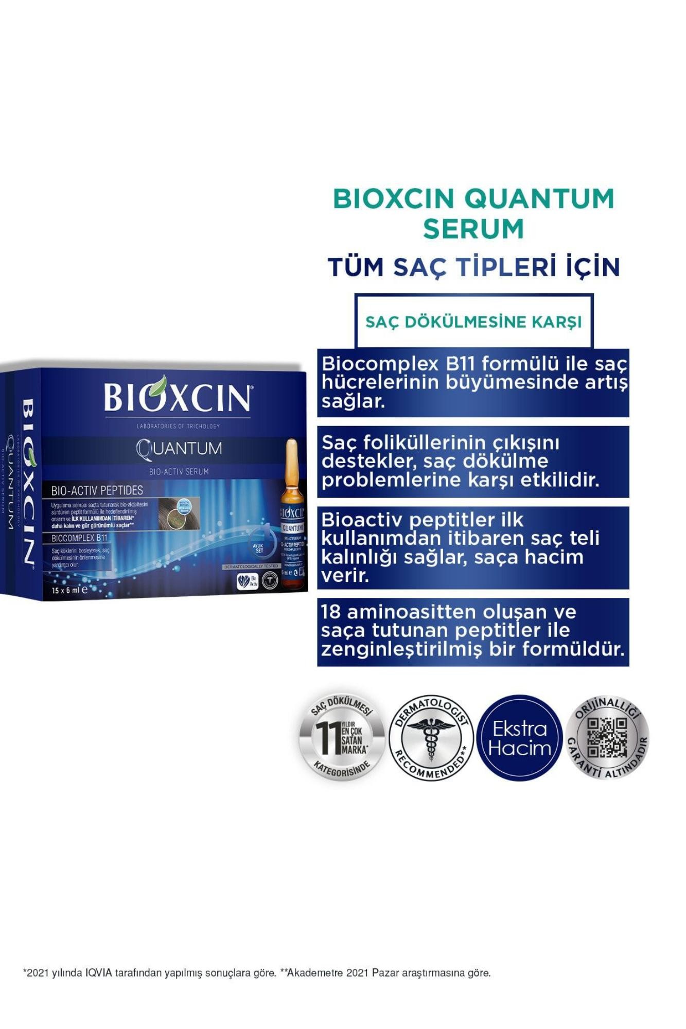 Bioxcin Quantum Ekstra Hacim & Bakım Serumu 15x6 Ml - Ince Telli Dökülen Saçlar Için