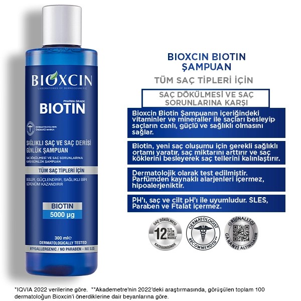 Bioxcin Biotin Şampuan 300 Ml Tüm Saç Tipleri - Hassas Saçlar Için