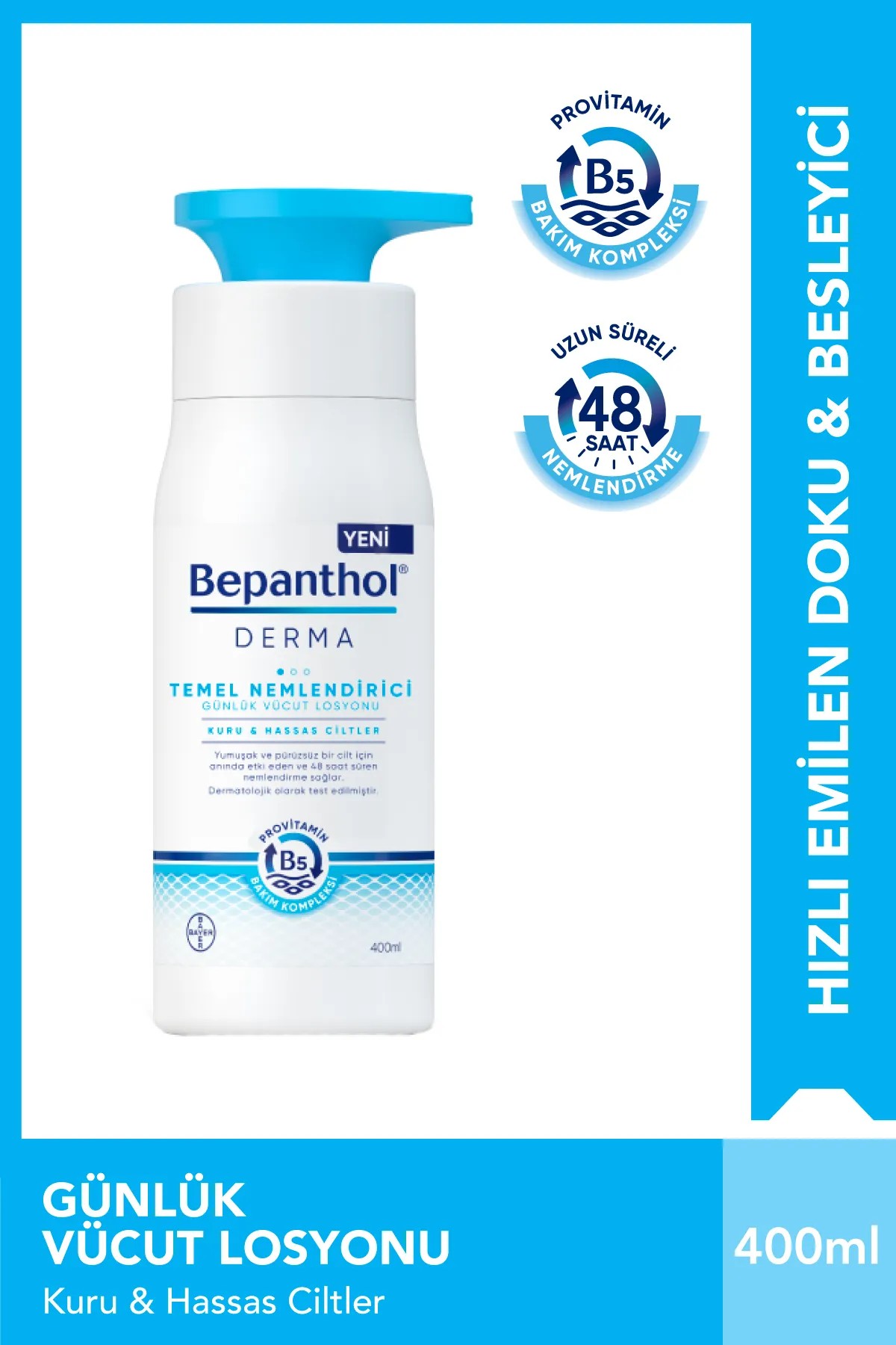 Bepanthol Derma Temel Nemlendirici Kuru Hassas Ciltler Losyon 400 ml