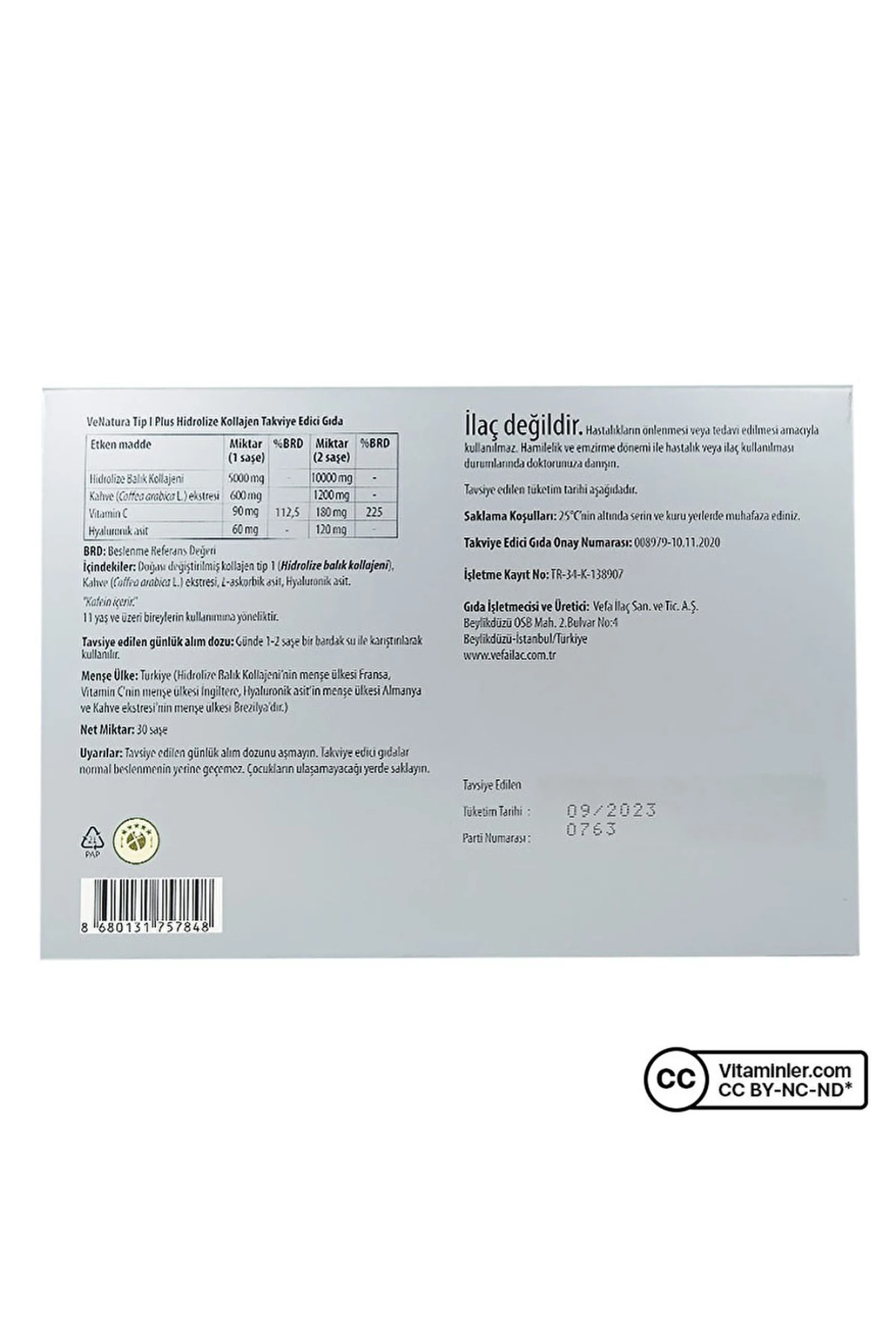 Venatura Tip 1 Plus Hidrolize Kollajen 30 Saşe