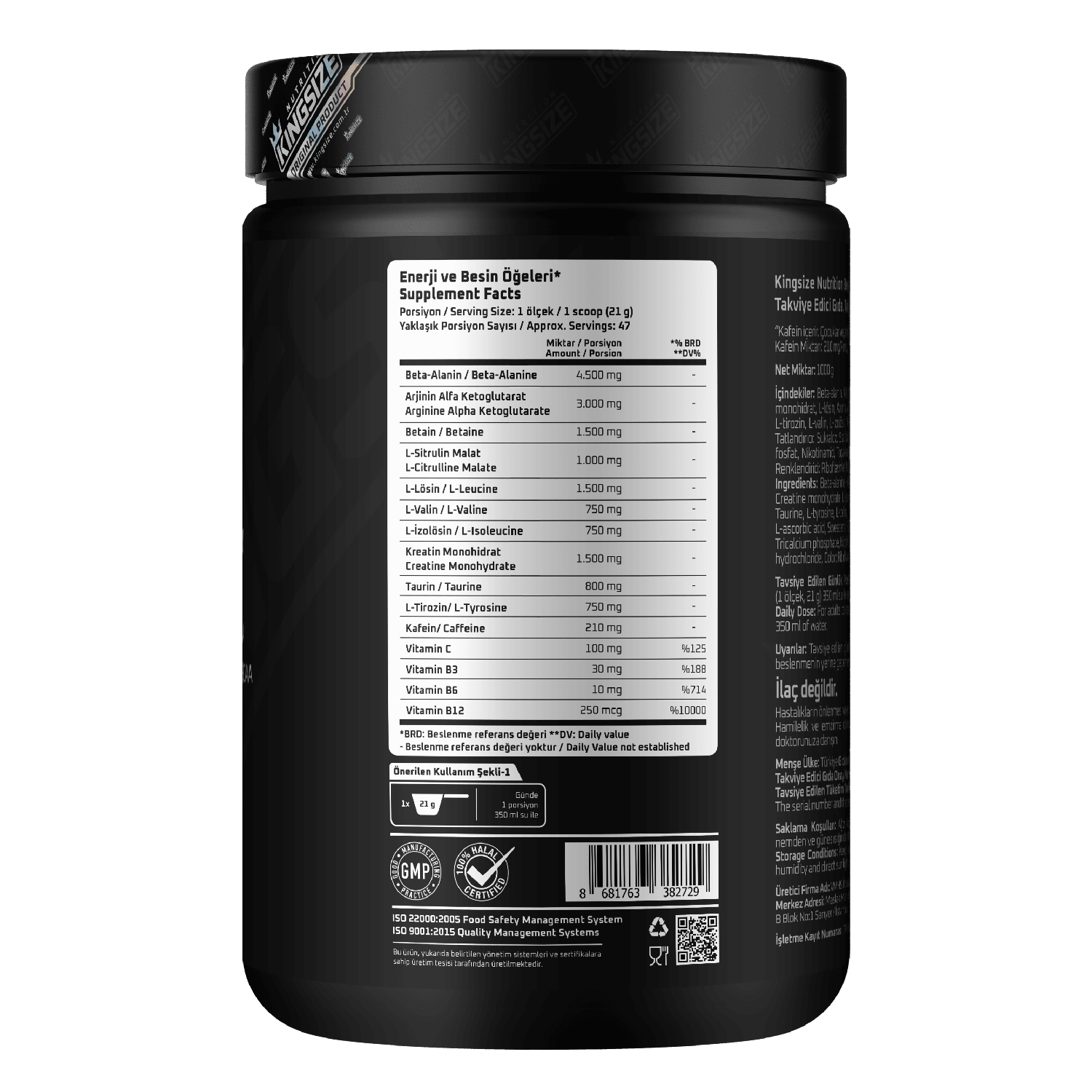 Kingsize Nutrition Beast Mode Portakal Aromalı 1000 Gr