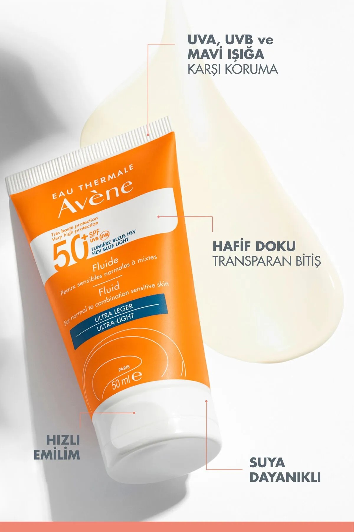 Avene Fluide 50+ Normal Karma Ve Hassas Ciltler İçin Güneşten Koruma 50 ml