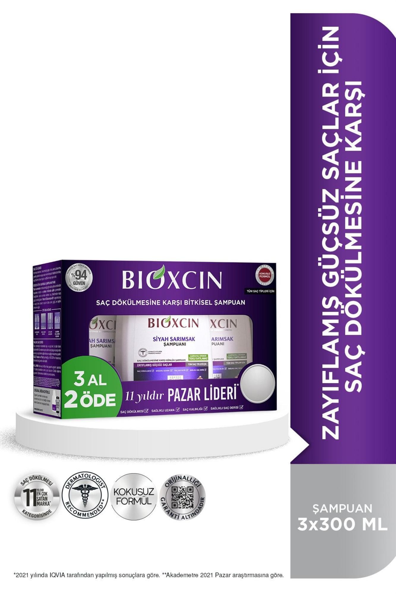 Bioxcin Black Garlic Shampoo 3x300 Ml - Hair Loss Shampoo