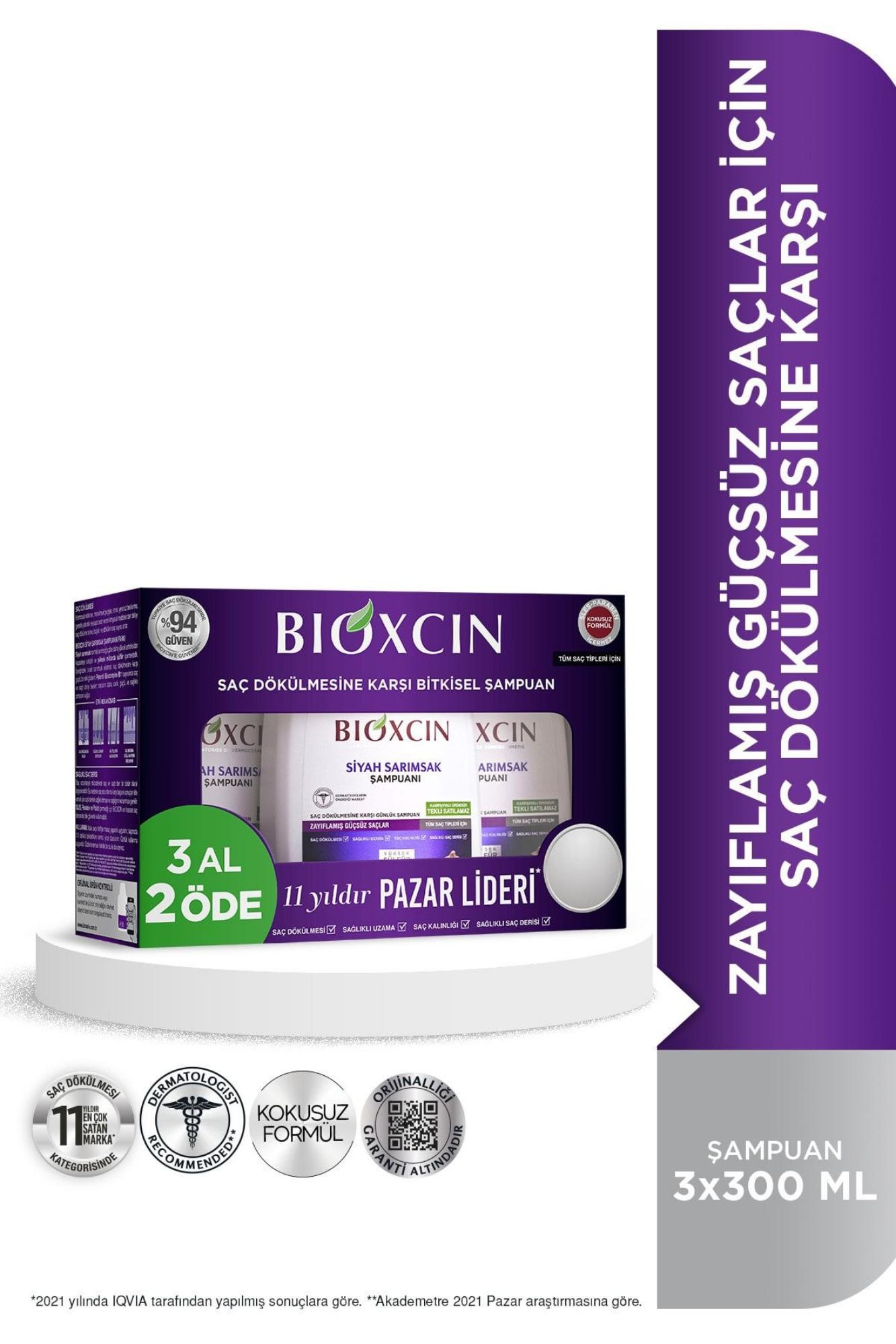 Bioxcin Siyah Sarımsak Şampuan 3x300 Ml - Saç Dökülmesi Şampuanı