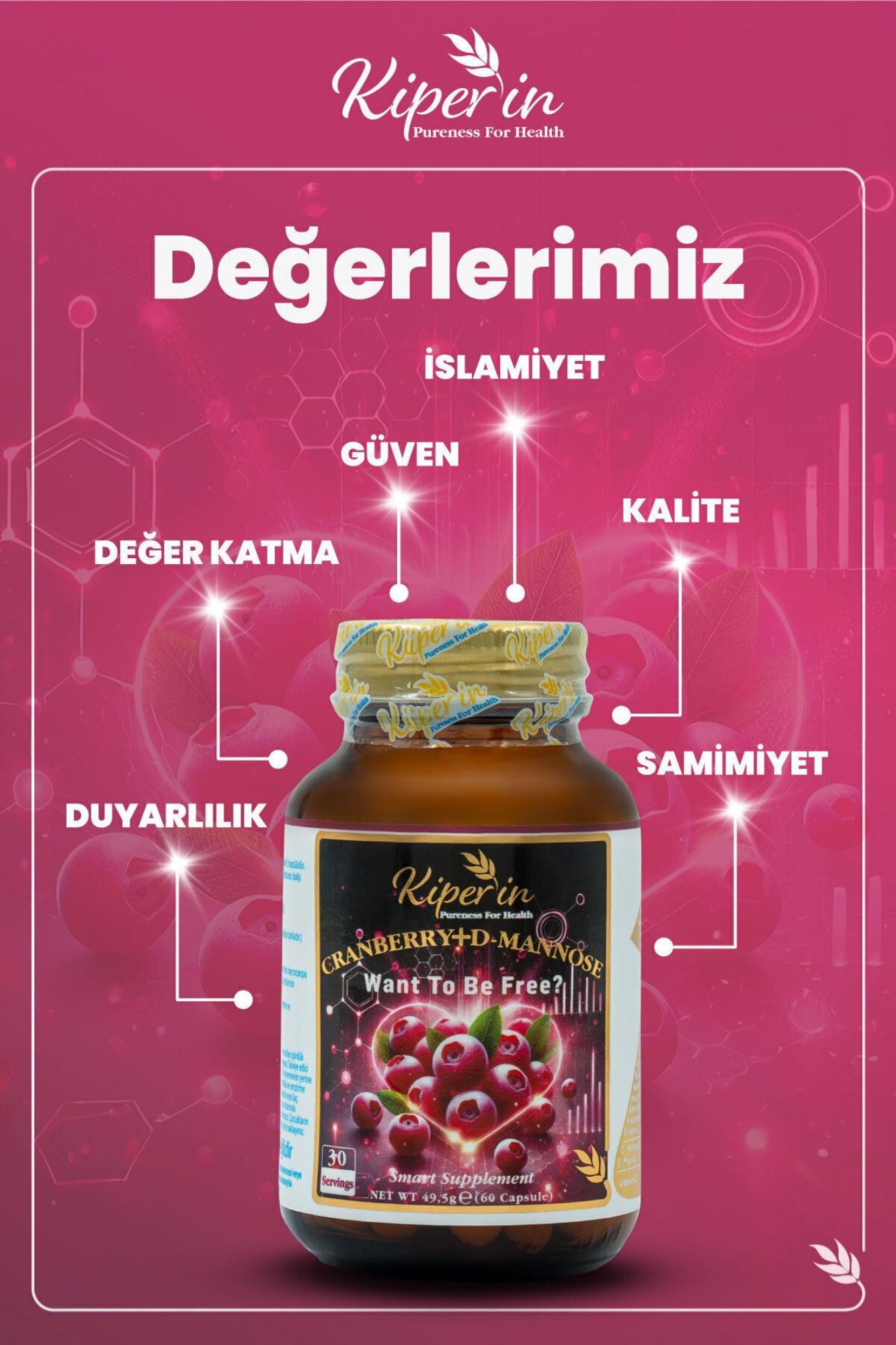 Kiperin Cranberry D-Mannoz 60 Kapsül
