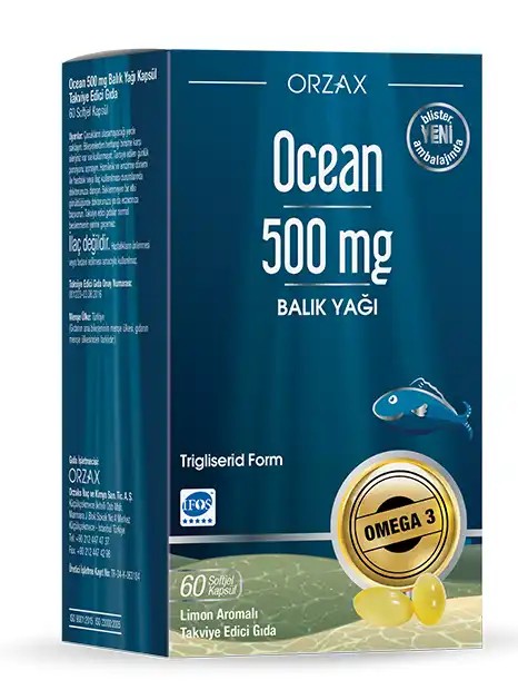 Ocean Balık Yağı 500mg Takviye Edici Gıda 60 Kapsül
