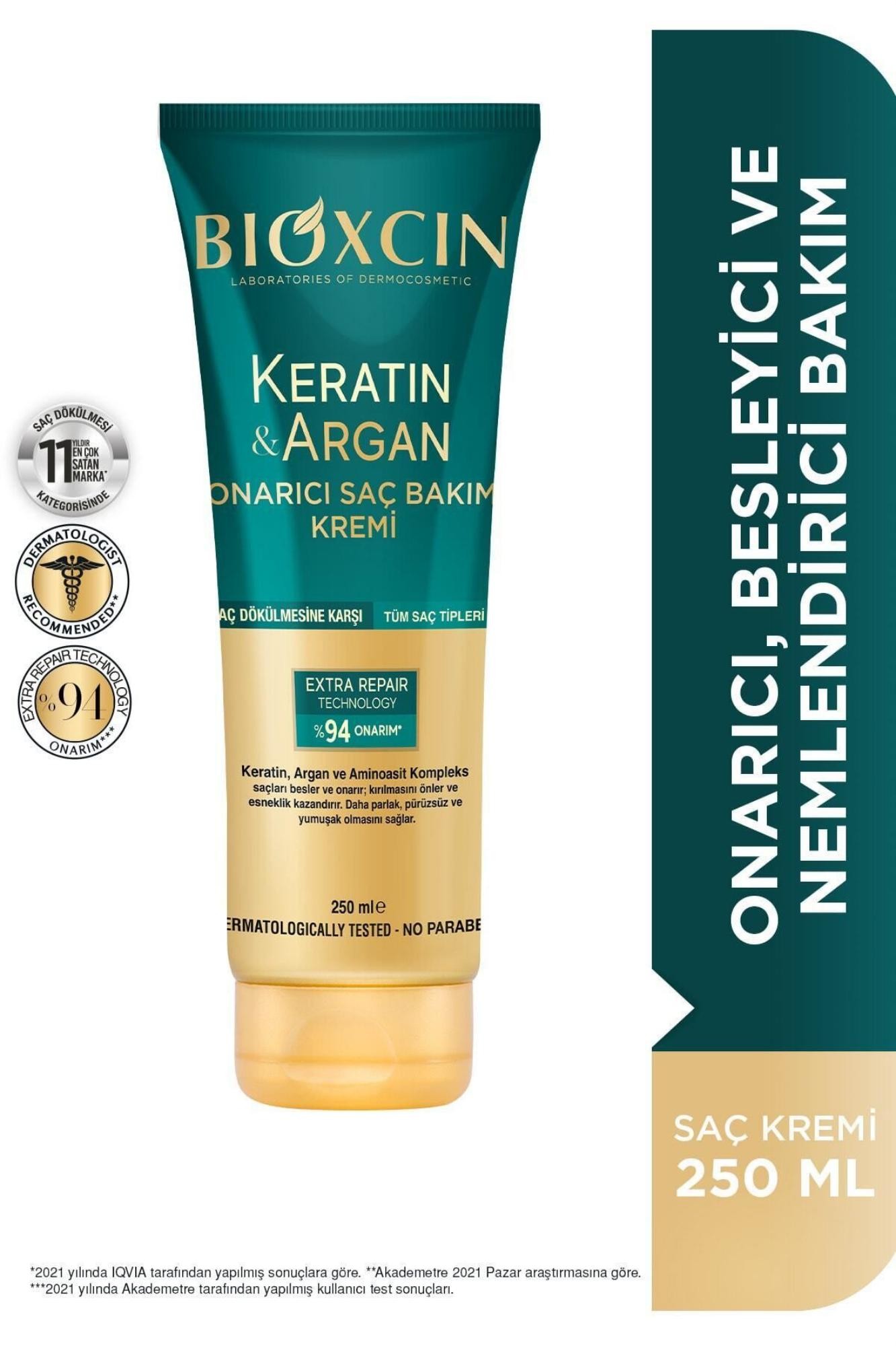 Bioxcin Keratin Argan Repair Hair Care Cream 250 Ml for Damaged and Damaged Hair