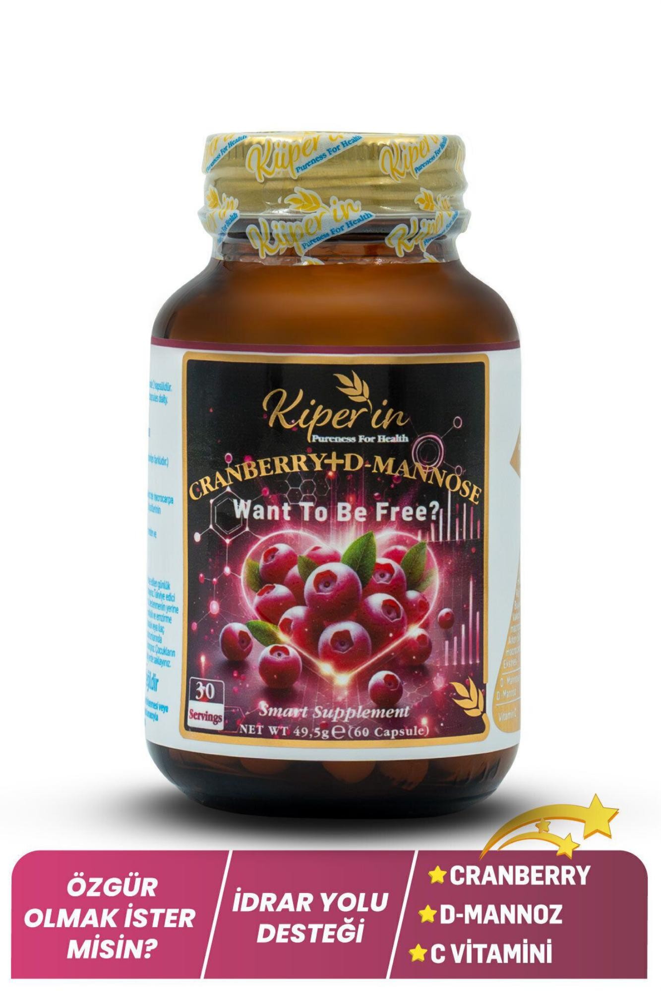 Kiperin Cranberry D-Mannoz 60 Kapsül