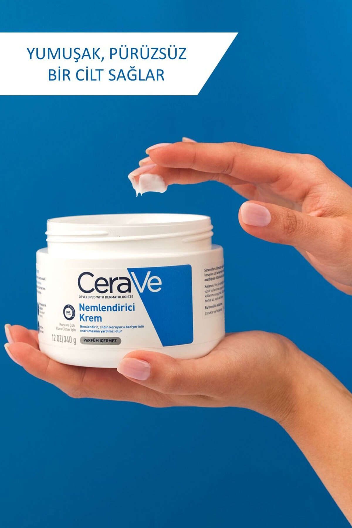 CeraVe Nemlendirici Krem Kuru Ciltler Seramid ve Hyalüronik Asit İçerikli Yüz Vücut 340gr