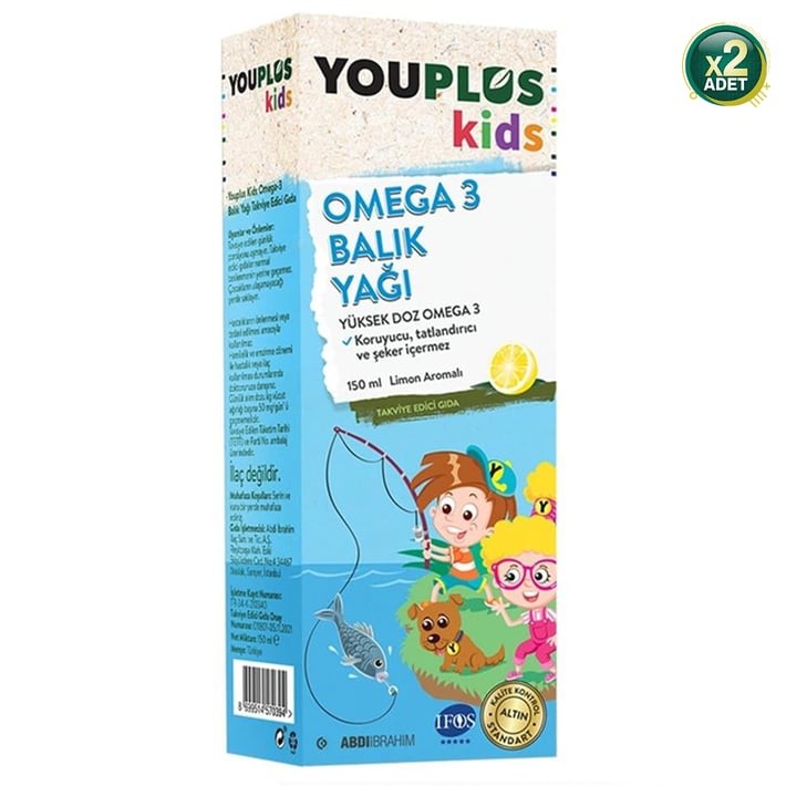 Youplus Kids Omega 3 Balık Yağı 150 ml Şurup 2 Adet