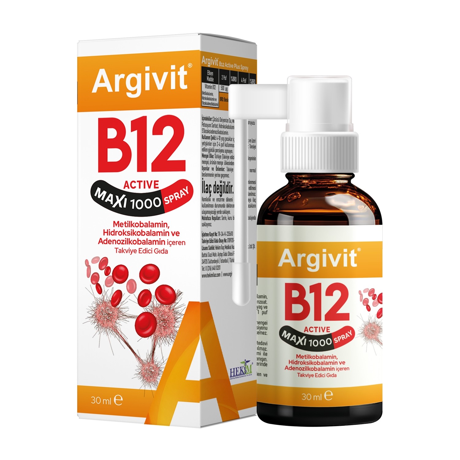Argivit Vitamin B12 Active Maxi Sprey 30 ml