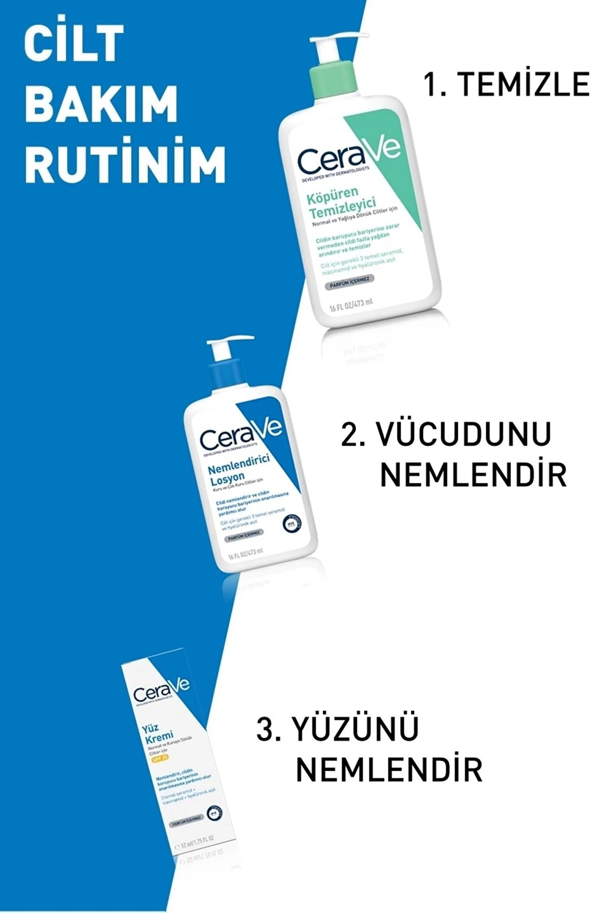 CeraVe Nemlendirici Losyon Kuru Ciltler Seramid ve Hyalüronik Asit İçerikli Yüz Vücut 236ml