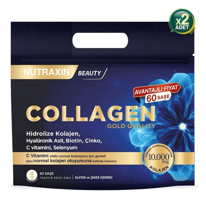 Nutraxin Collagen 60 Saşe 10.000 Mg Tip 1 Tip 3 Ananas Aromalı Avantajlı Çanta Set 2 Adet