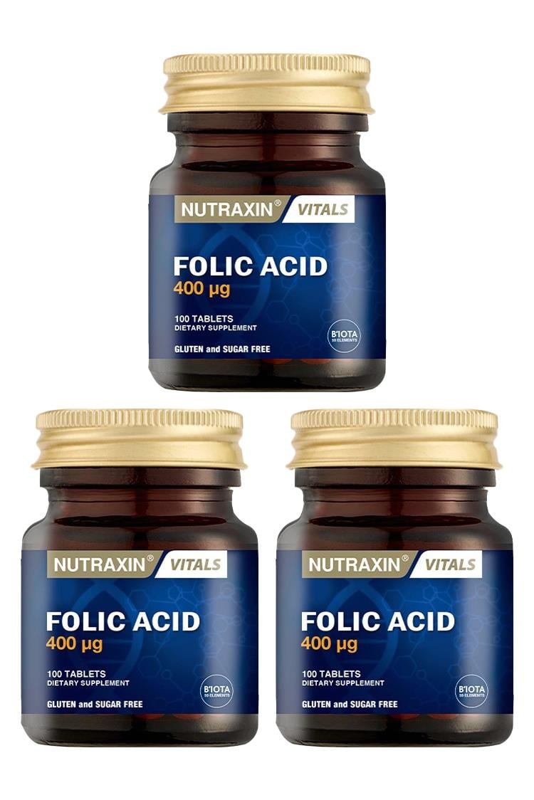 Nutraxin Folik Asit 400 Mcg 100 Tablet 3 Adet