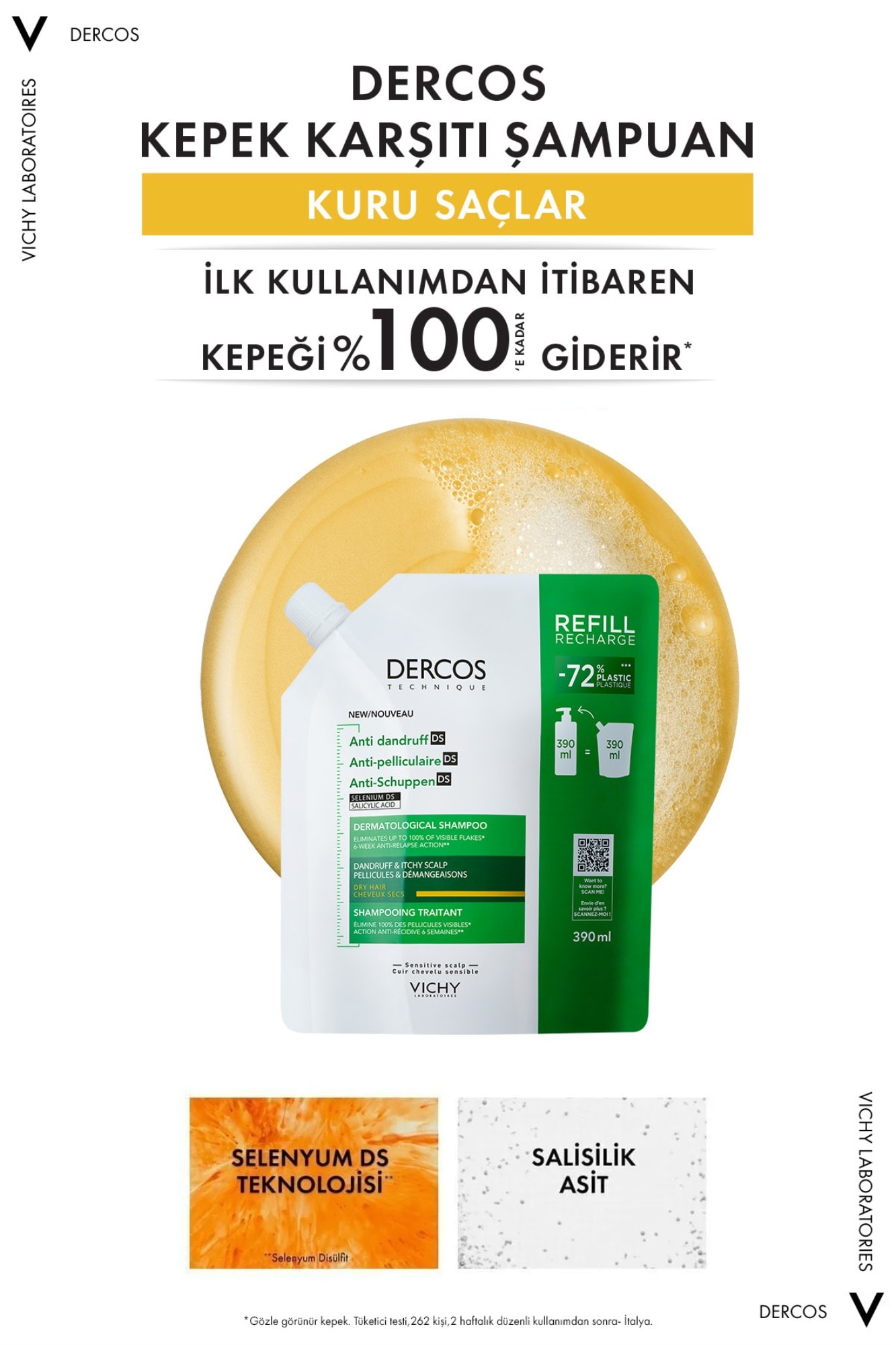 Vichy Dercos Anti Dandruff Kuru Saçlar İçin Kepek Karşıtı Şampuan Refill 390 ml