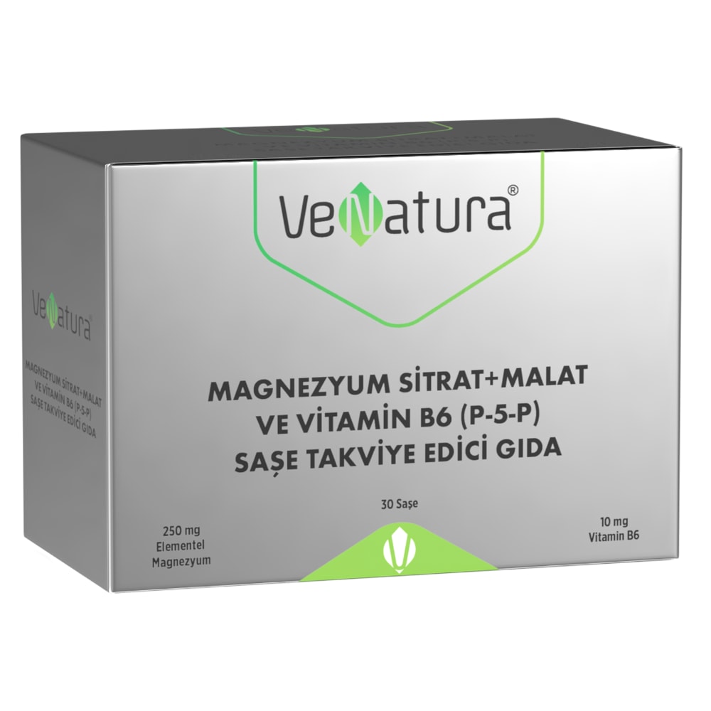 VeNatura Magnezyum Sitrat + Malat ve Vitamin B6 (P-5-P) 30 Saşe