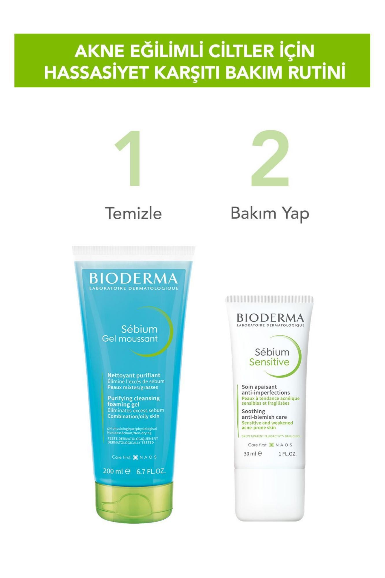 Bioderma Akne Eğilimli Ciltler için Hassasiyet Karşıtı Bakım Kiti