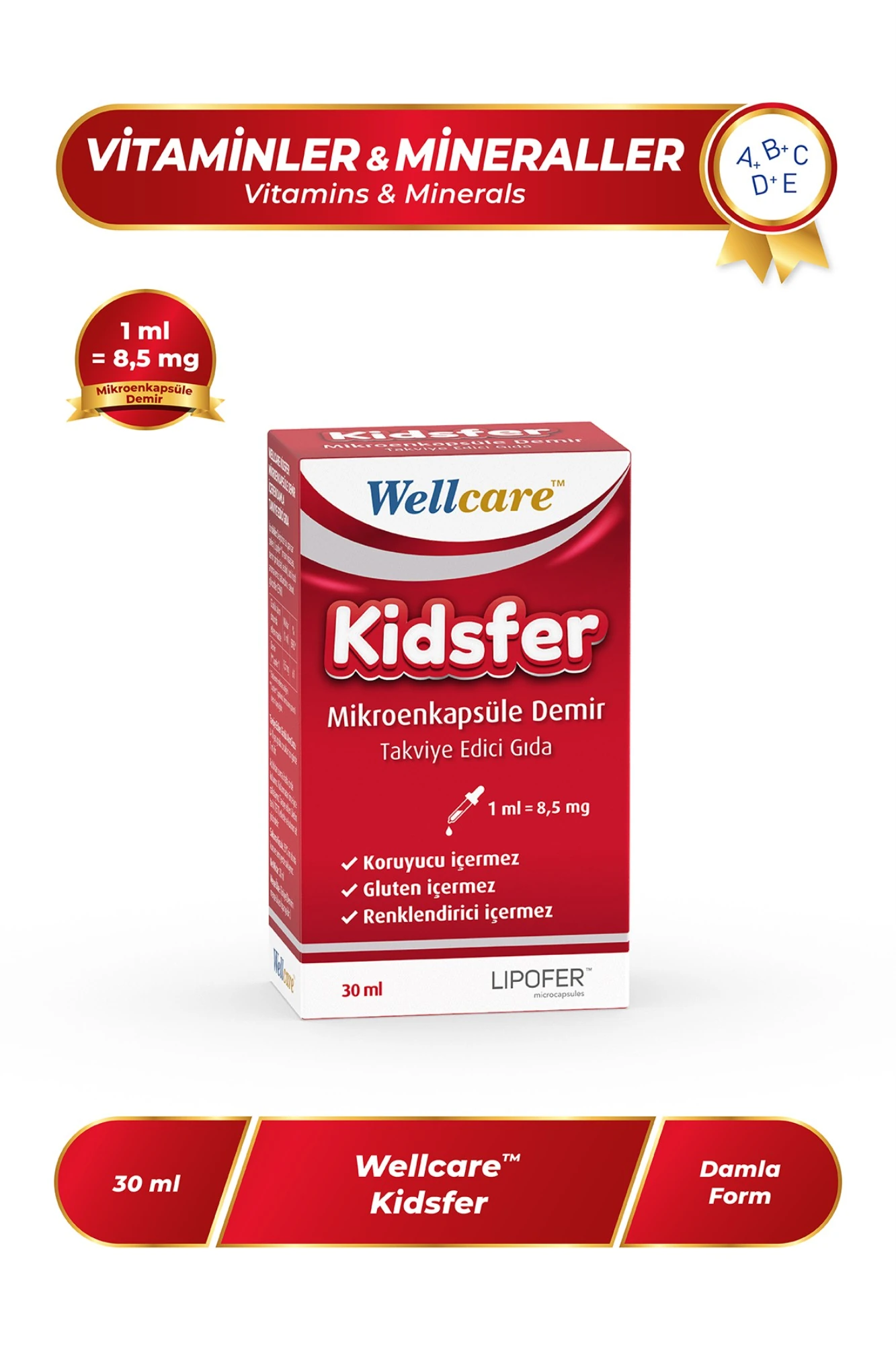 Wellcare Kidsfer Mikroenkapsüle Demir Takviye Edici Gıda 30 ml