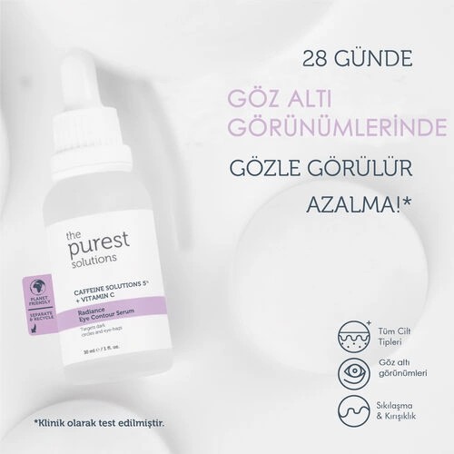 The Purest Solutions Torbalanma Ve Morluk Karşıtı, Aydınlatıcı Kafein Göz Altı Serumu 30 ml