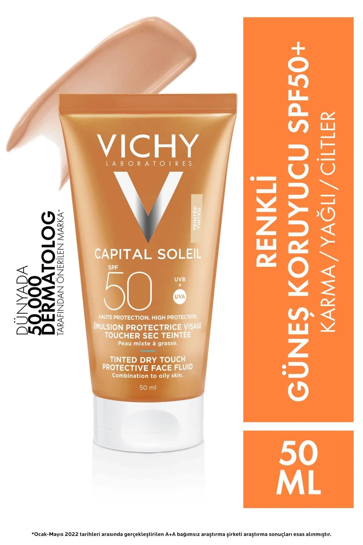 Vichy Ideal Soleil Karma Ve Yağlı Cilt Spf50 Renkli Güneş Koruyucu Emülsiyon 50ml