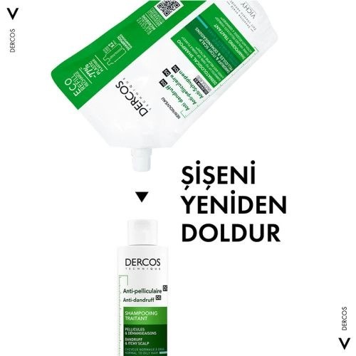 Vichy Dercos Anti-dandruff Kepek Karşıtı Şampuan, Normal & Yağlı Saçlar, Yeniden Dolum Paketi 500 Ml