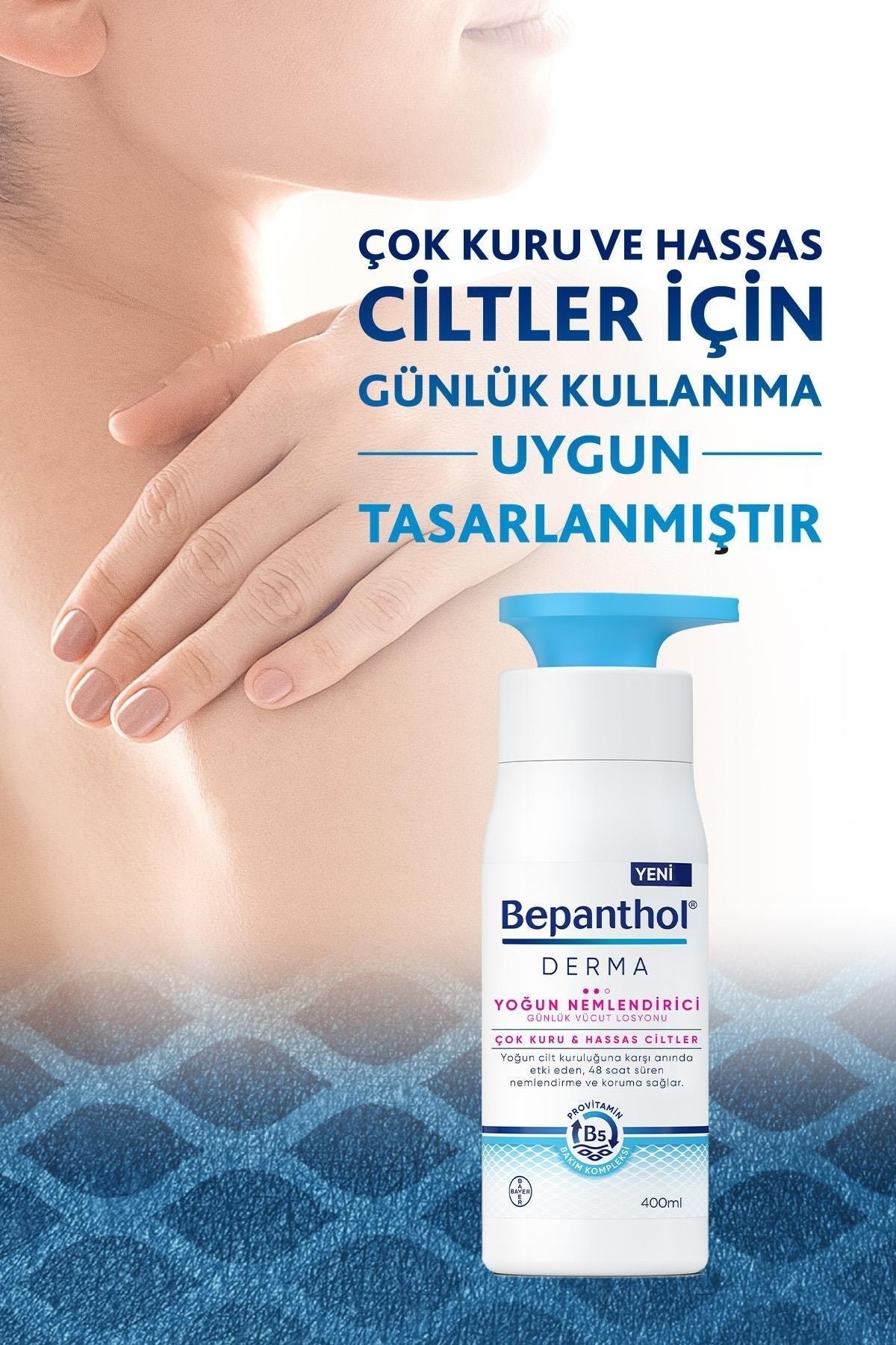 Bepanthol Derma Yoğun Nemlendirici Günlük Vücut Losyonu 400 ml Çok Kuru ve Hassas Ciltler