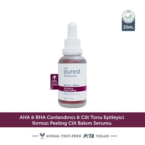 The Purest Solutions Aha & Bha Canlandırıcı Ve Cilt Tonu Eşitleyici Kırmızı Peeling Cilt Serumu 30 Ml