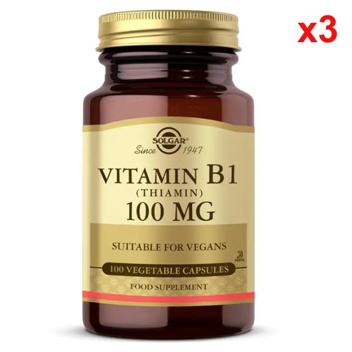 Solgar Vitamin B1 Thiamin 100 mg 100 Vegetable Kapsül 3 Adet