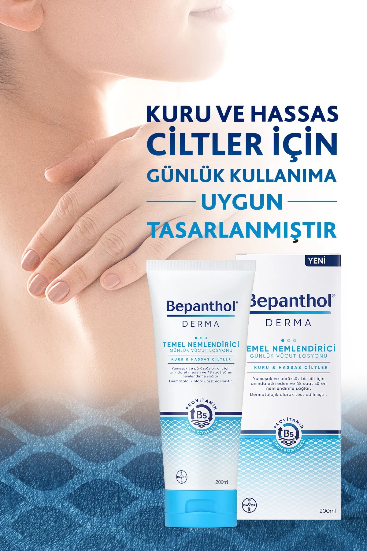 Bepanthol Derma Temel Nemlendirici Günlük Vücut Losyonu 200 ml Kuru ve Hassas Ciltler