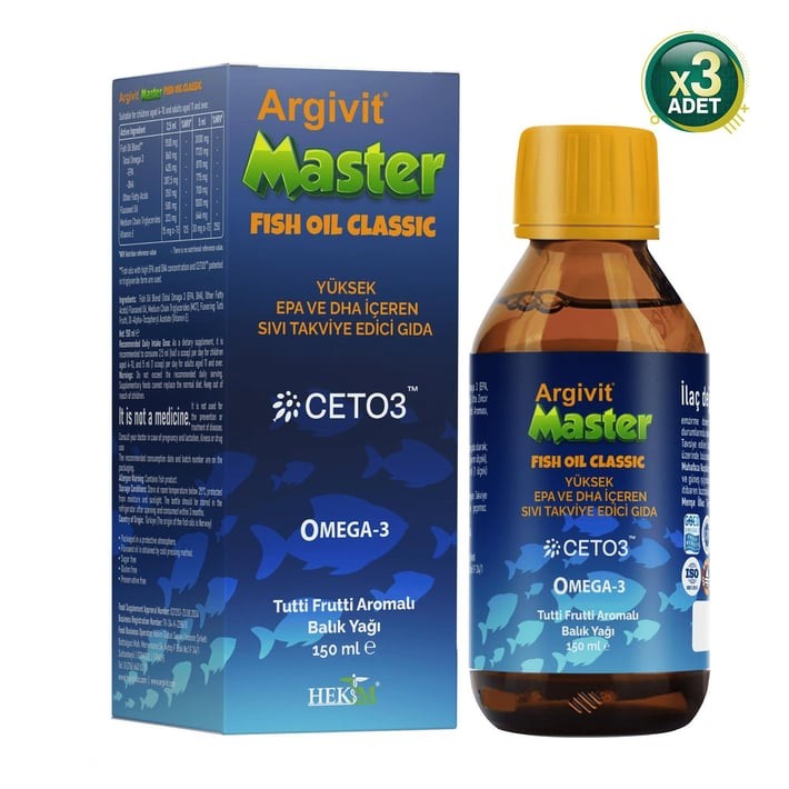 Argivit Master Fish Oil Balık Yağı 150 ml 3 Adet
