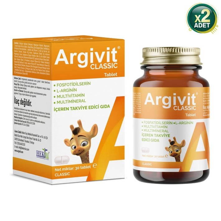 Argivit Classic L-arginin, Multivitamin, Multimineral Tablet 30 Adet 2 Adet