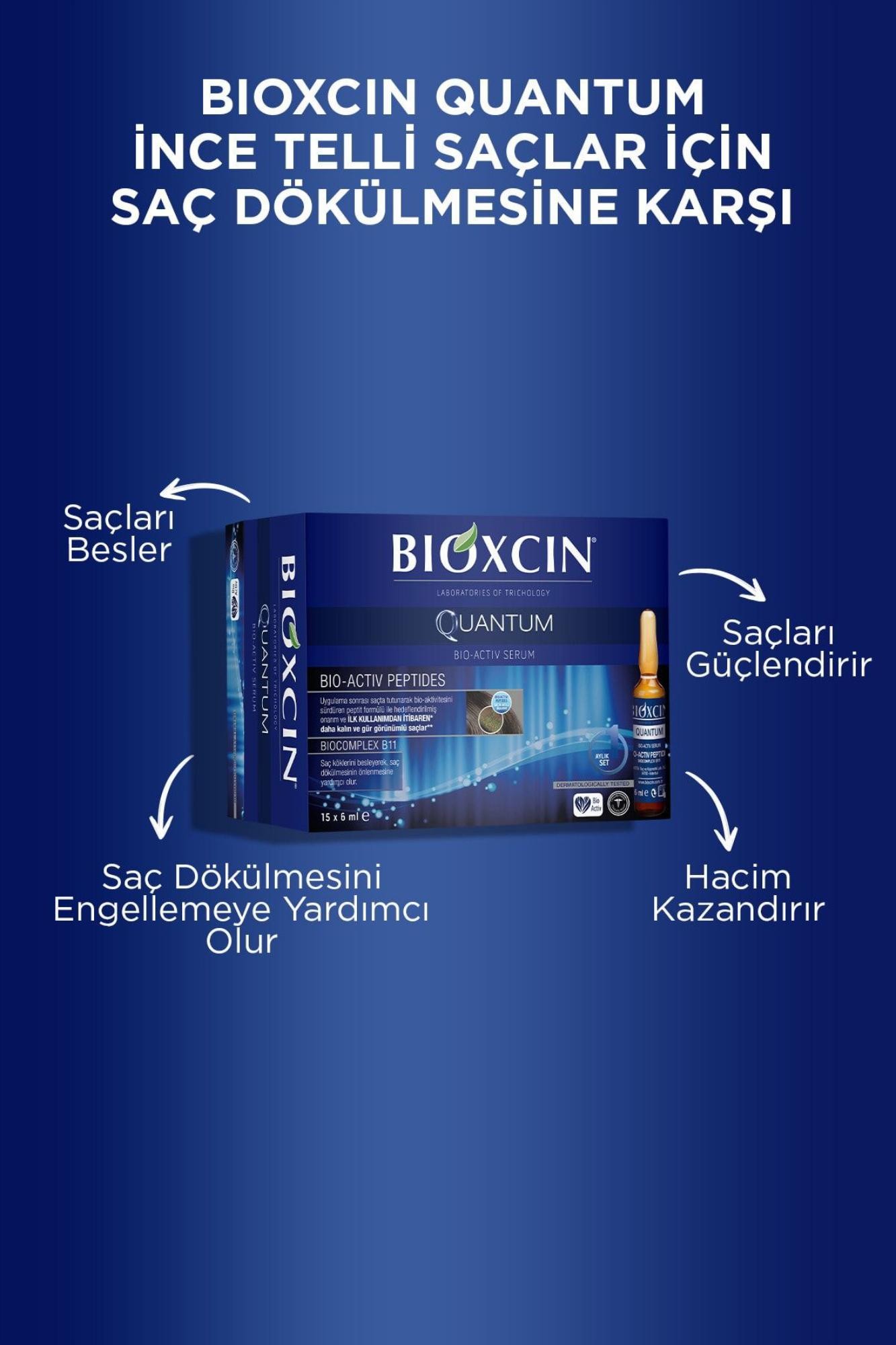 Bioxcin Quantum Ekstra Hacim & Bakım Serumu 15x6 Ml - Ince Telli Dökülen Saçlar Için