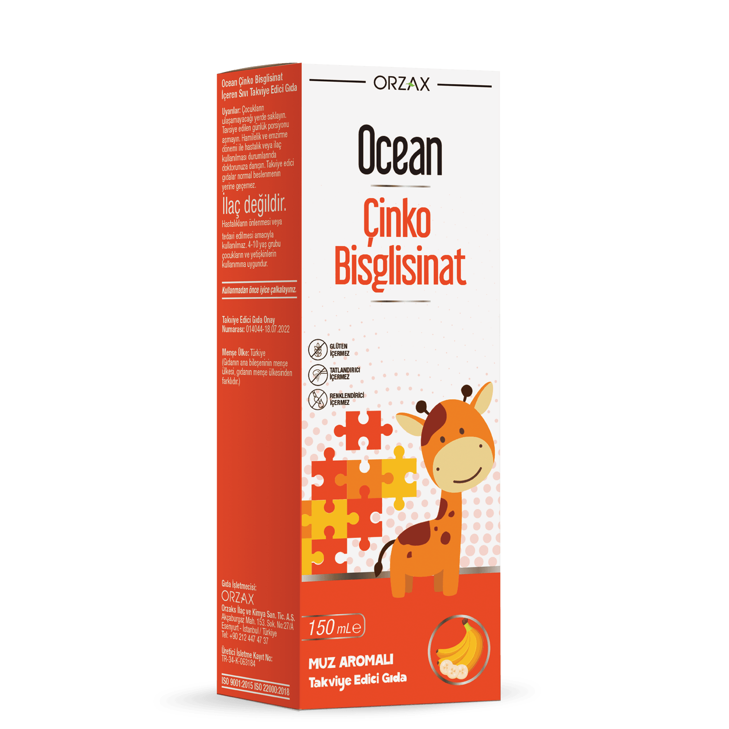 Ocean Çinko Bisglisinat Şurup Muz Aromalı 150 ml