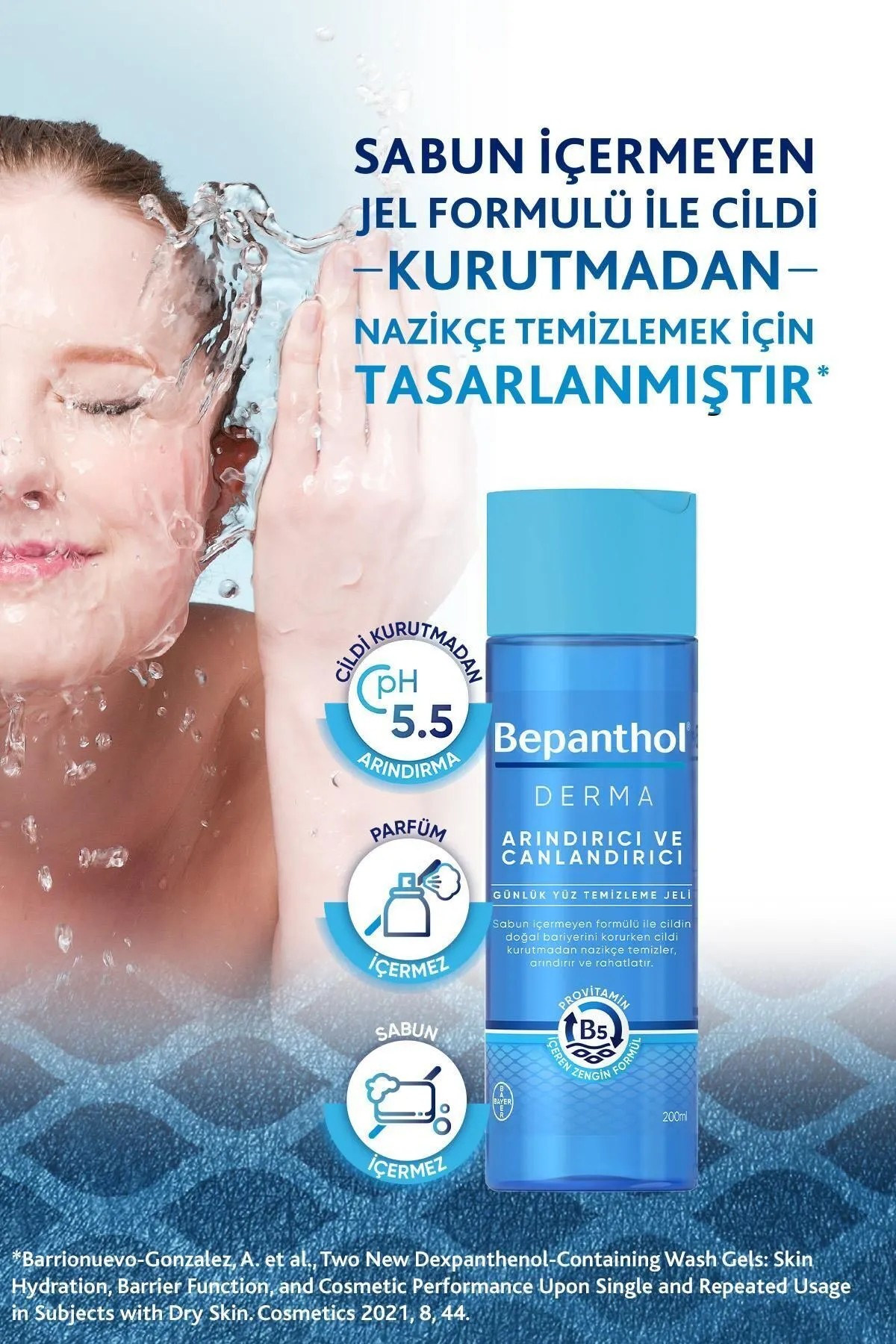 Bepanthol Derma Arındırıcı & Canlandırıcı Günlük Yüz Temizleme Jeli 200ML l Kuru ve Hassas Ciltler