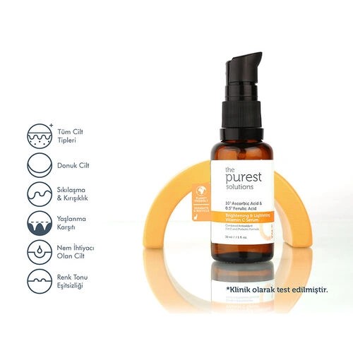 The Purest Solutions Aydınlatıcı Ve Cilt Tonu Eşitleyici C Vitamini Cilt Yüz Serumu 30 Ml