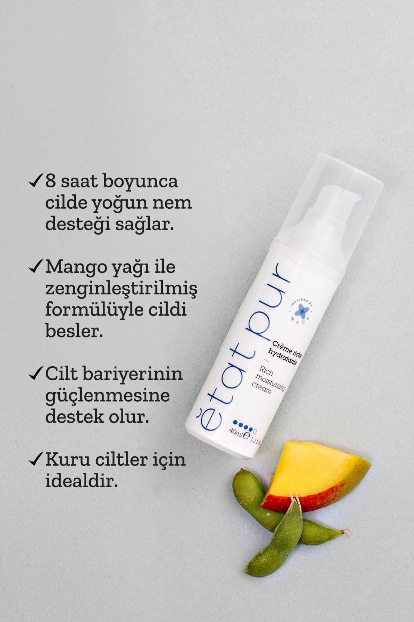 Etat Pur Rich Moisturizing Cream Yoğun Dokulu Günlük Yüz Nemlendirici Bakım Kremi 40 ml Kuru Ciltler Için