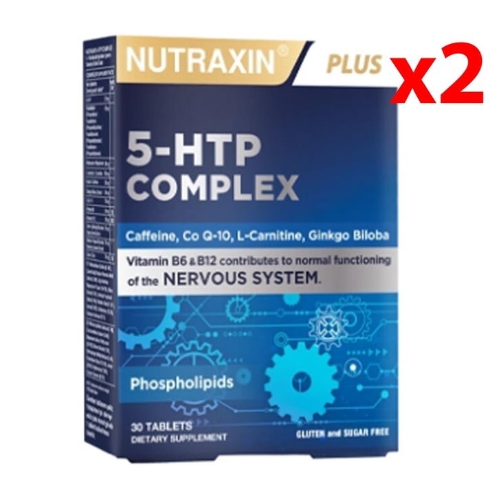 Nutraxin 5 Htp Complex 30 Tablet - Magnezyum Ginkgo Biloba B12 CoQ10 Kafein Çinko L-Carnitin B6 2 Adet