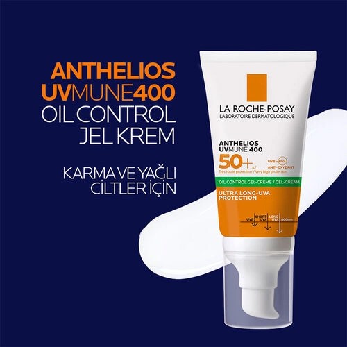 La Roche Posay Anthelios Oil Control Gel Cream Spf50+ Yağlı ve Karma Ciltler İçin Yüz Güneş Kremi 50 ml