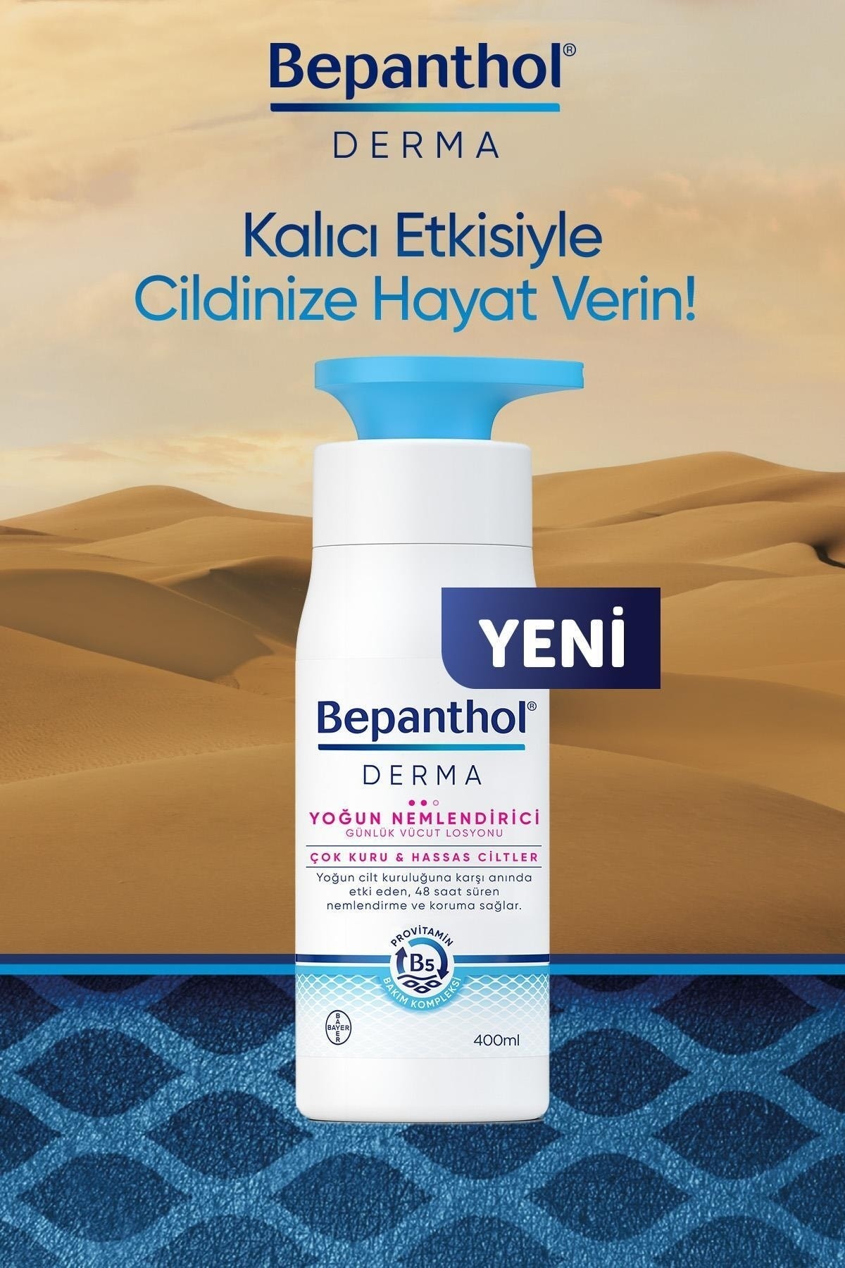 Bepanthol Derma Yoğun Nemlendirici Günlük Vücut Losyonu 400 ml Çok Kuru ve Hassas Ciltler