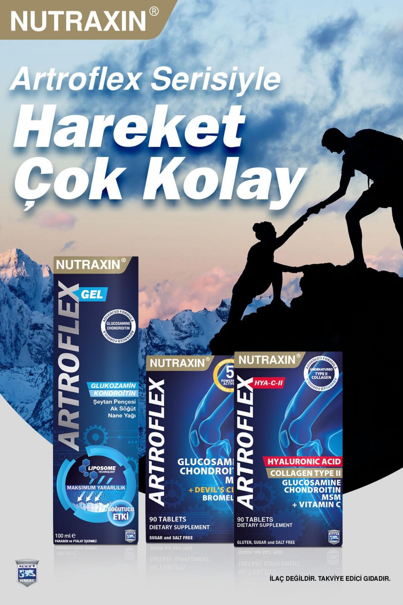 Nutraxin Artroflex Hya C-II 90 Tablet - Glukozamin Kondroitin MSM Tip 2 Kolajen Hyalüronik Asit Vitamin C