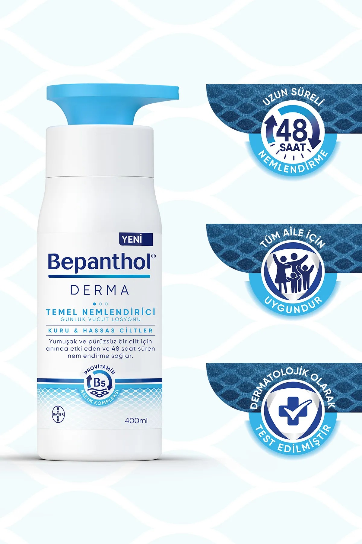 Bepanthol Derma Temel Nemlendirici Kuru Hassas Ciltler Losyon 400 ml