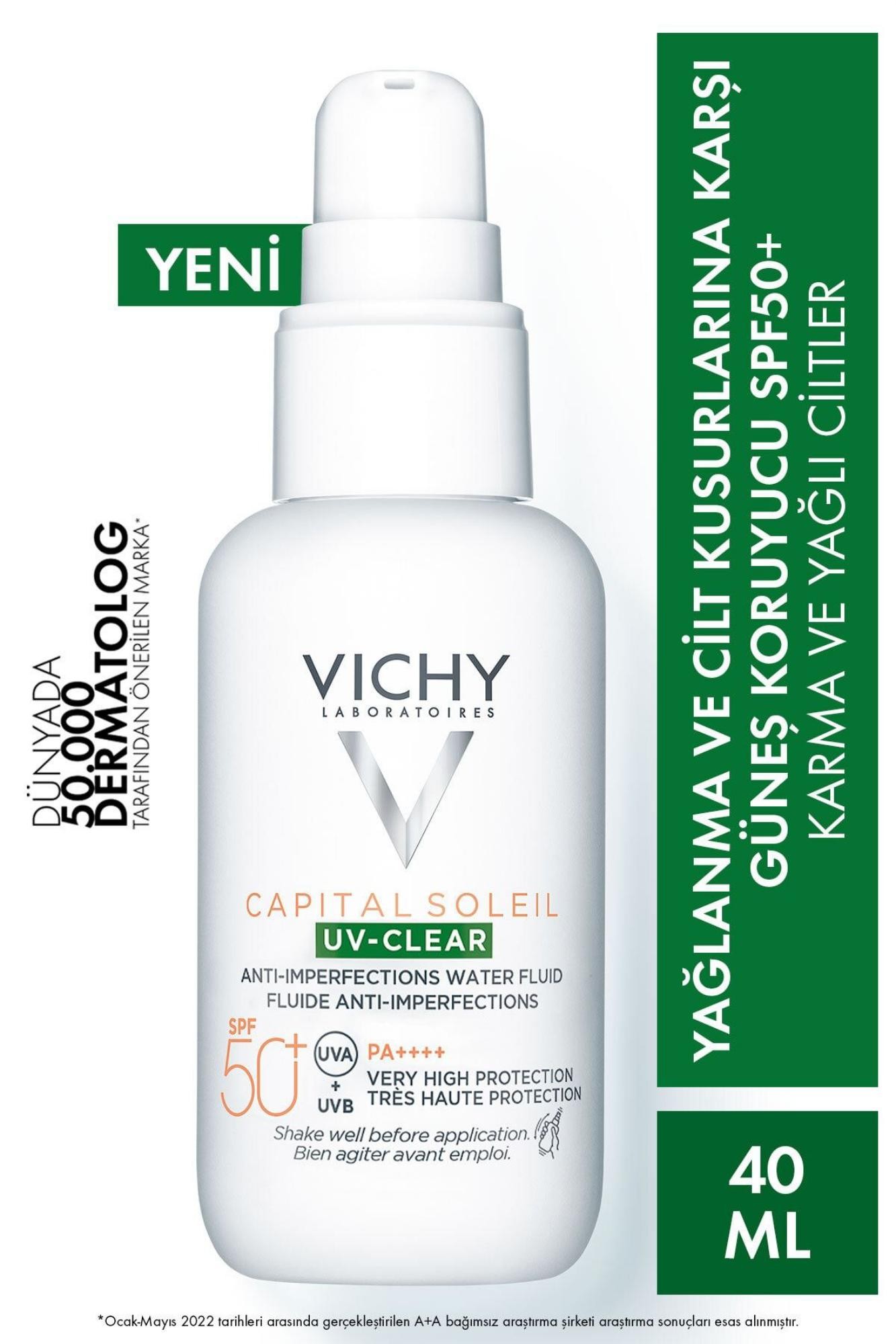 Vichy Capital Soleil Uv Clear Spf50 Yüz Güneş Kremi 40 ml - Karma Ve Yağlı Ciltler