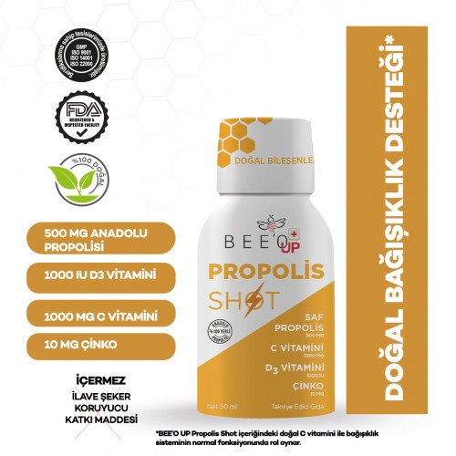 Bee'o Propolis Çinko+D3+C Shot 50ml