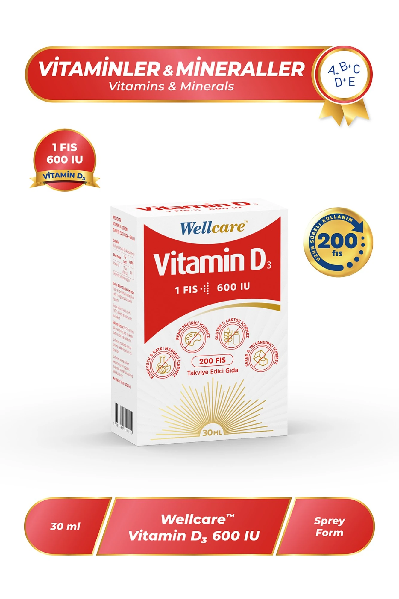 Wellcare Vitamin D3 Sprey 600 IU 30 ml