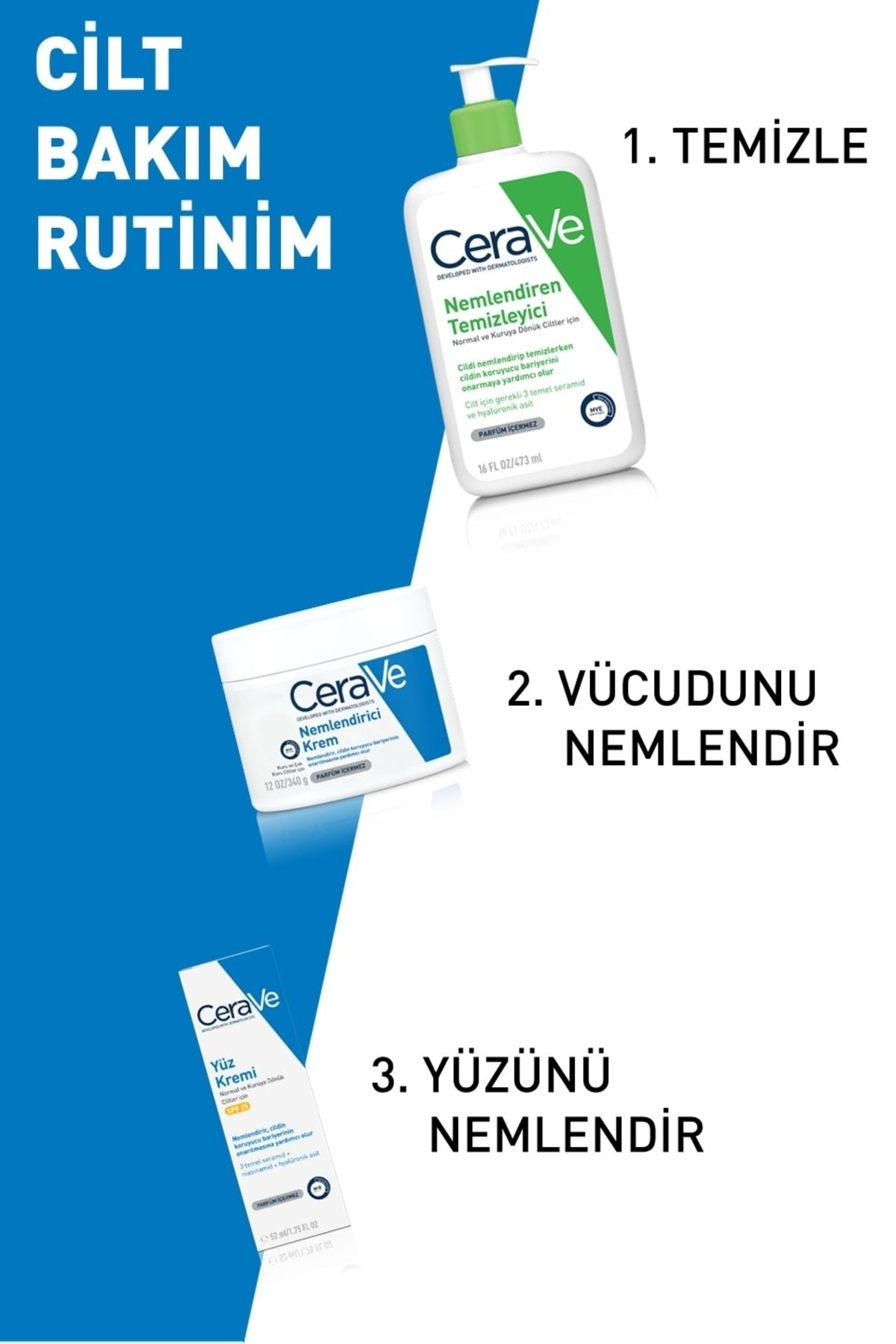 CeraVe Nemlendirici Yüz Kremi Normal ve Kuru Ciltler Güneş Koruması İçeren 52 ml