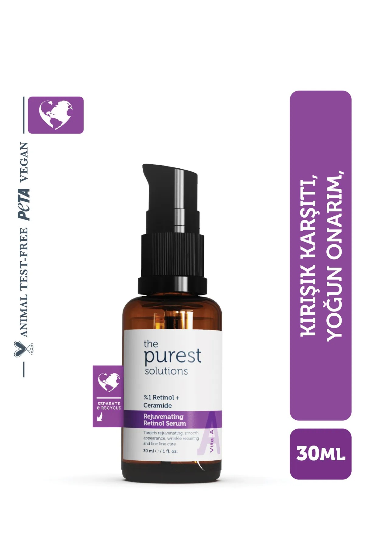 The Purest Solutions %1 Retinol + Ceramide Rejuvenating Retinol Serum 30 ml